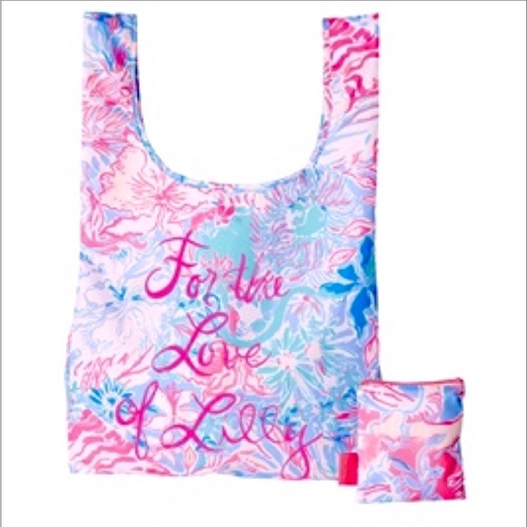 For the Love of Lilly Pulitzer Reusable Packable Tote Blue Peri Viva La Lilly - Picture 7 of 7